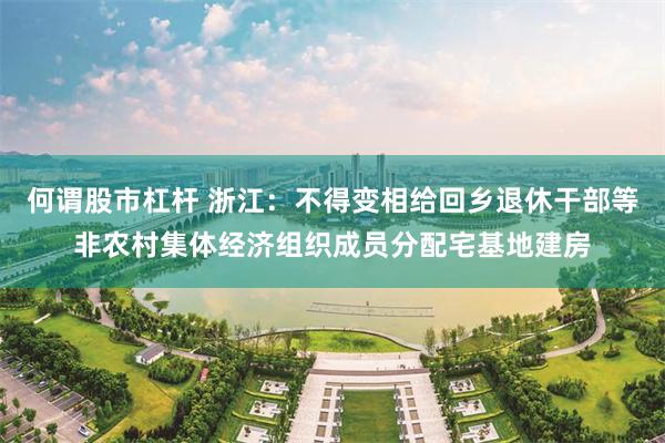 何谓股市杠杆 浙江：不得变相给回乡退休干部等非农村集体经济组织成员分配宅基地建房