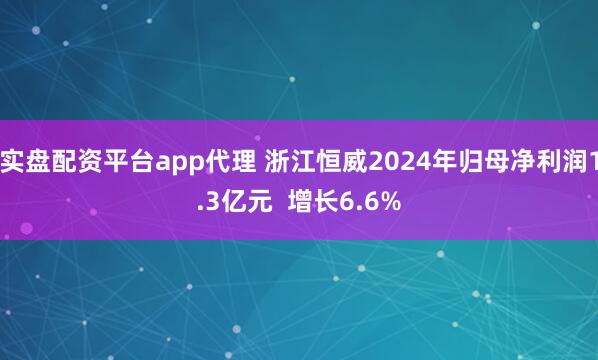 实盘配资平台app代理 浙江恒威2024年归母净利润1.3亿元  增长6.6%