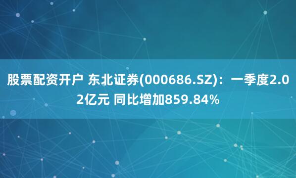 股票配资开户 东北证券(000686.SZ)：一季度2.02亿元 同比增加859.84%