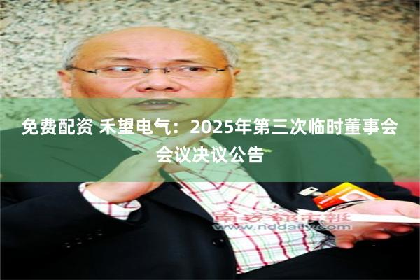 免费配资 禾望电气：2025年第三次临时董事会会议决议公告