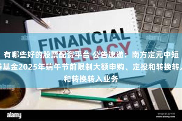 有哪些好的股票配资平台 公告速递：南方定元中短债债券基金2025年端午节前限制大额申购、定投和转换转入业务