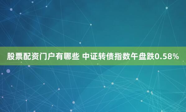 股票配资门户有哪些 中证转债指数午盘跌0.58%