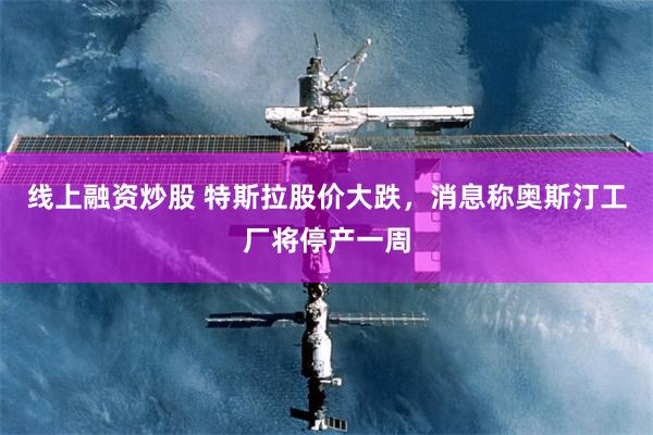 线上融资炒股 特斯拉股价大跌，消息称奥斯汀工厂将停产一周